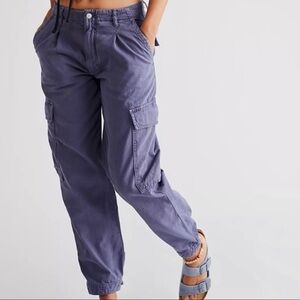 Free People First Light Utility Pants Cargo Pockets Baggy Y2K Blue